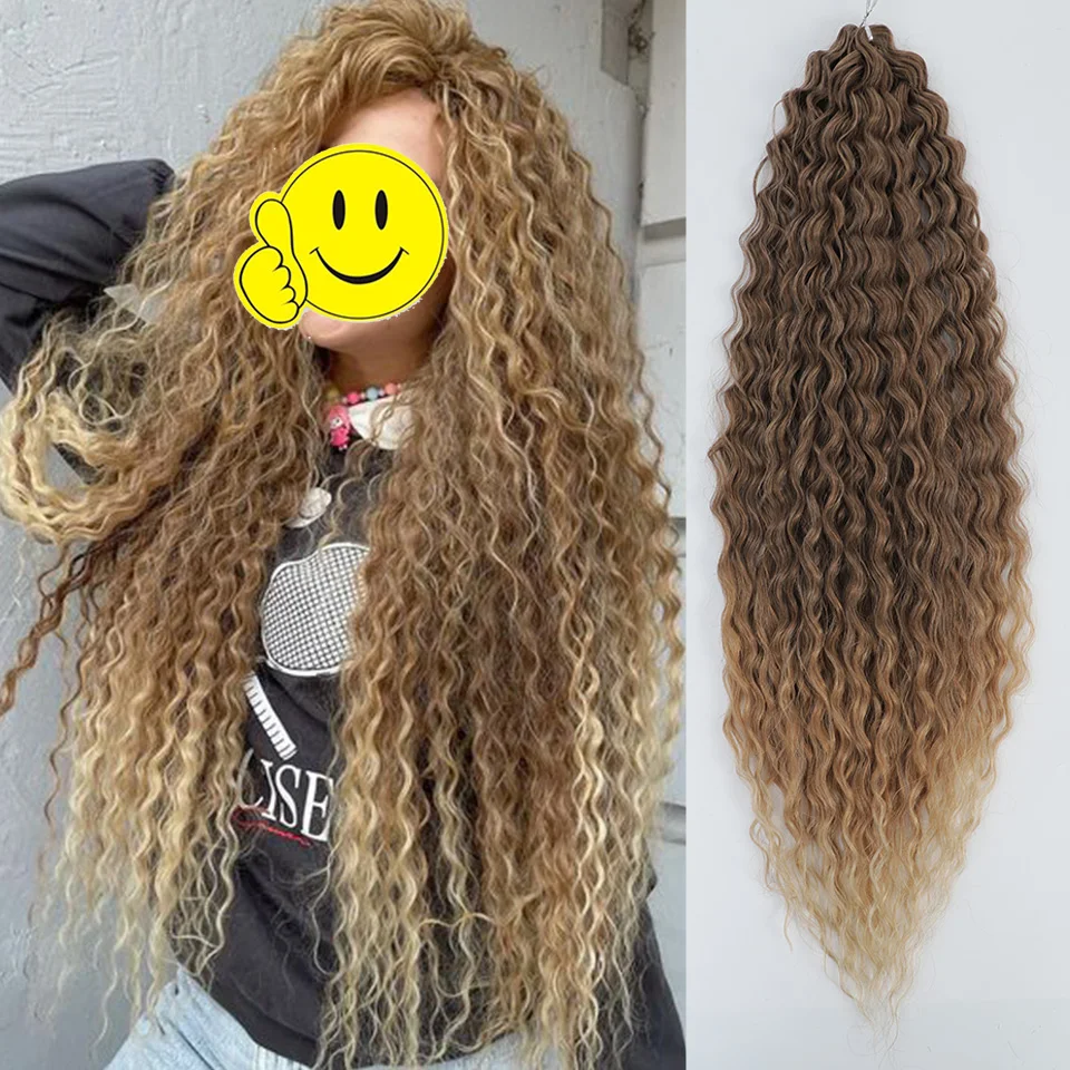 Deep Wave Twist Crochet Hair Natural Synthetic Afro Curls Crochet Braids Ombre Braiding Hair Extensions For Women HighTempreture