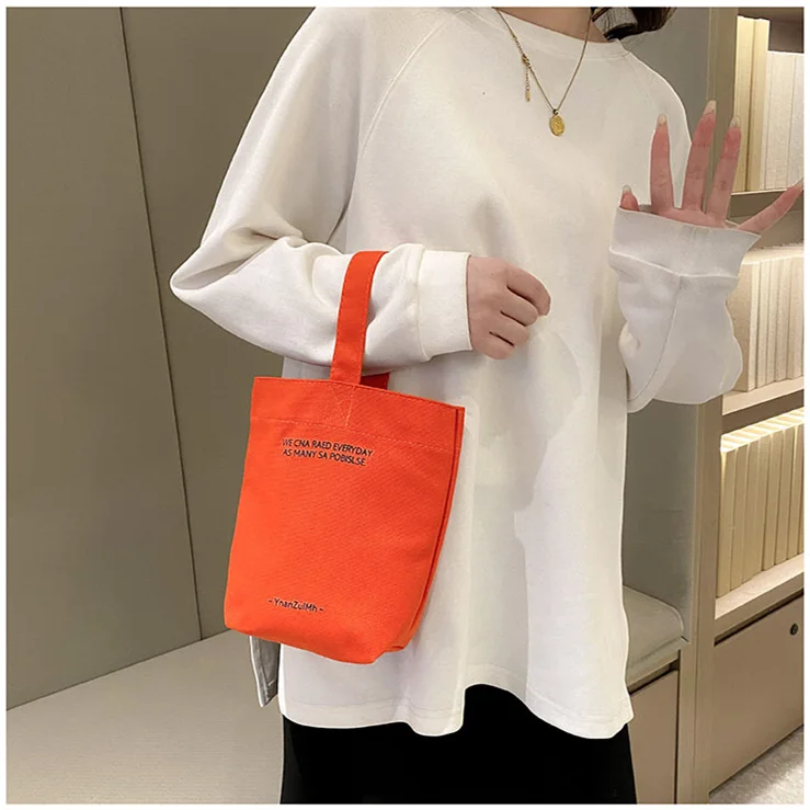 Personalized Canvas Cotton 12oz Bucket Bag with Multiple Colors Popular Shopping Tote Bag