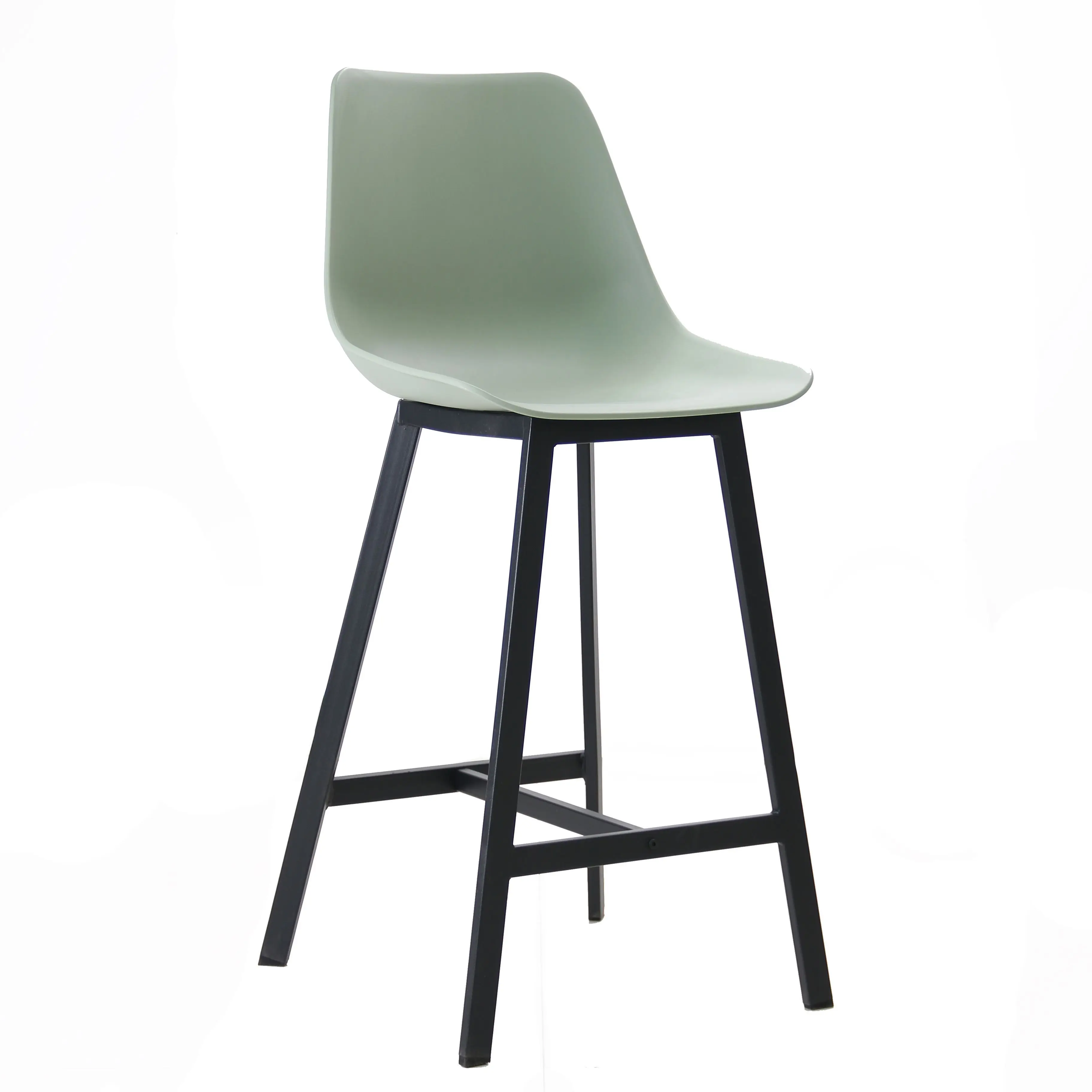 Counter Height Tall Luxury High White Black Nordic Kitchen Modern Cheap Pp Plastic Bar Stool With Powder Coated Iron Metal
