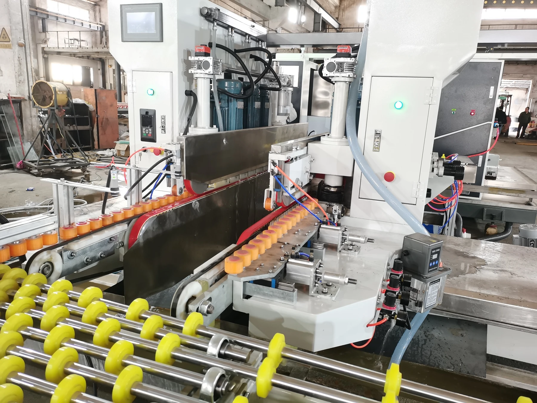 Automatic 6 Motors Glass Double Line Pencil Edge Grinding Machine Production Line