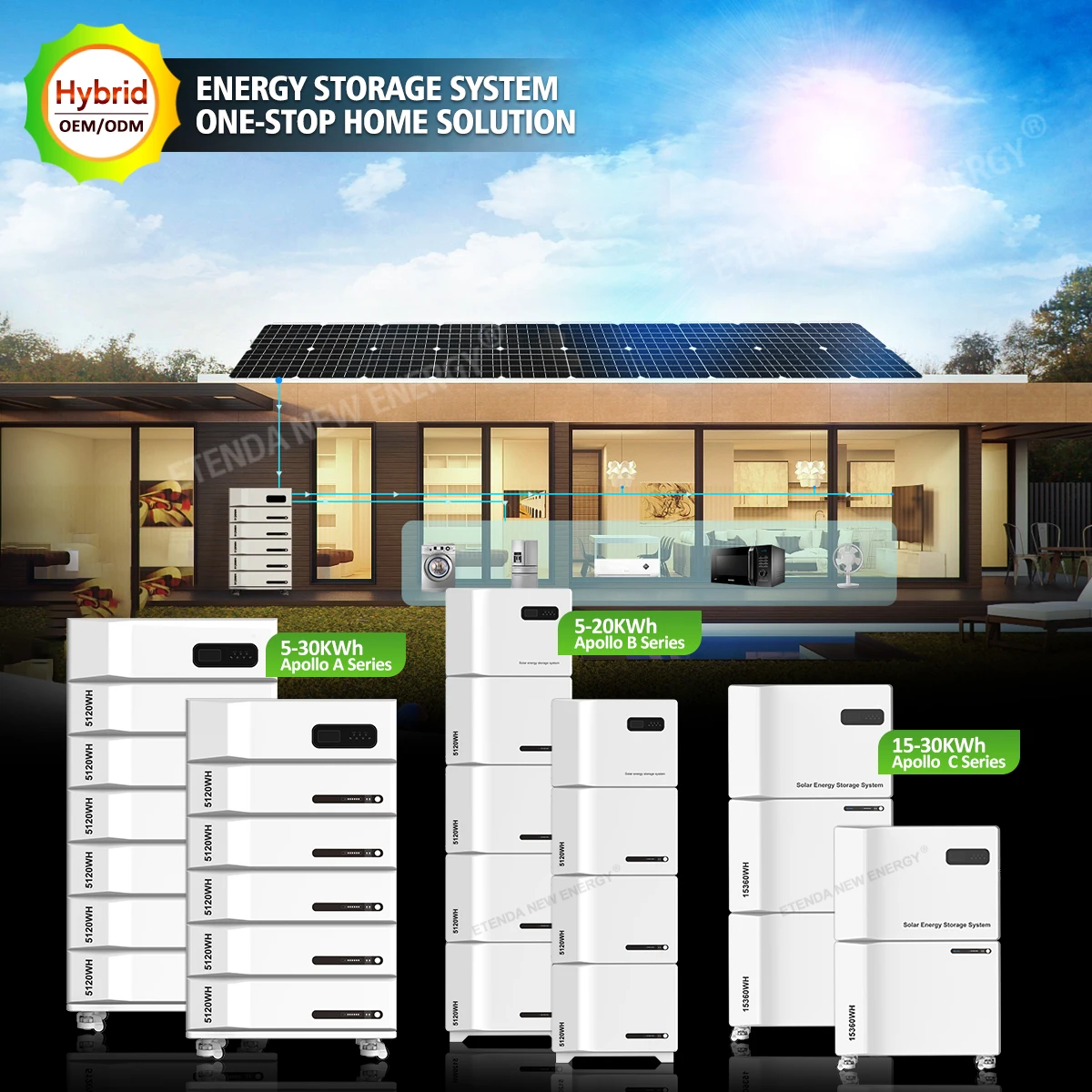 ETD Apollo C solar batteries complete solar system for houses WIFI function with 10 Years Quality Warranty all in one battery
