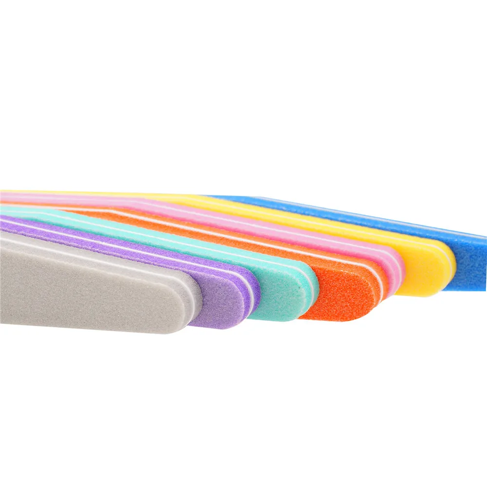 professional custom nail sponge file supplies 100/180 camouflage pink blue sky yellow purple nails nail file buffers logo