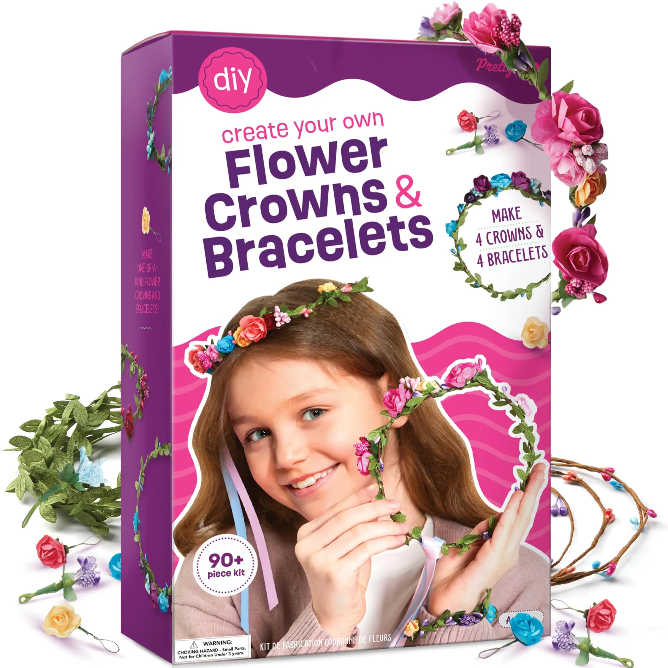 Flower Crowns & Bracelet Making Kit for Girls Make Your Own Jewelry Kits for Kids DIY Hair Accessories Set