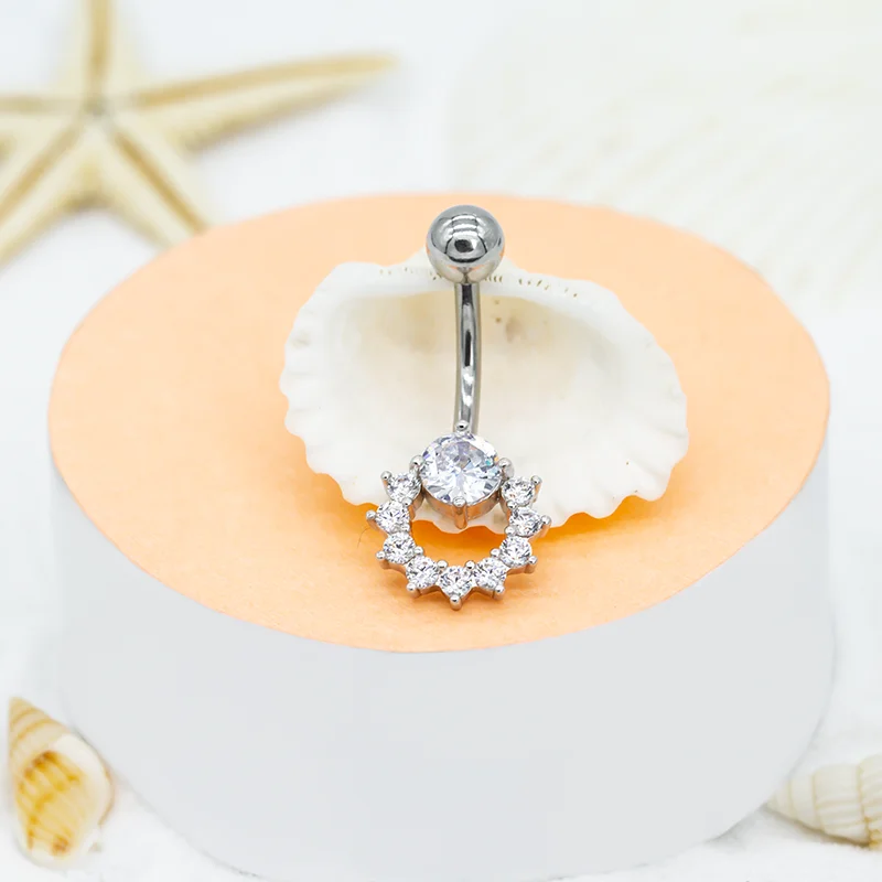 Sexy Women Accessories Stainless Steel Belly Rings Geometric Surgical Steel Curved Barbell Piercing Jewelry