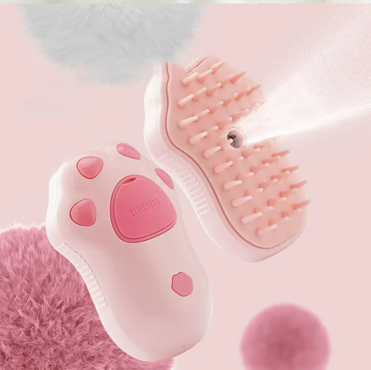 Cat Paw Wholesale Electric Pet Dog Cat Steam Massage Brush Pet Hair Removal Comb for Cat and Dog Rechargeable USB