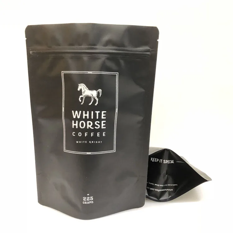 Wholesale Custom Print 2 4 8 12 Oz Round Bottom Aluminum Foil Black Plastic Coffee Tea Packaging Bags With Vented Valve