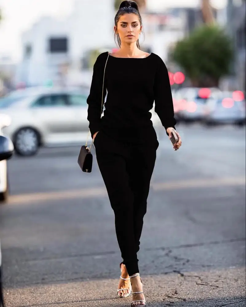 Модный женский спортивный костюм для занятий йогой и бегом, вязаный свитер, зимний комплект одежды из двух предметов для отдыха в городе, женская одежда