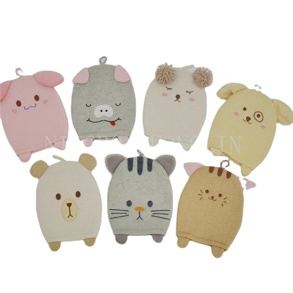Kids bath mitt lovely rabbit Shower puff Sandwich Fabric bath mittens