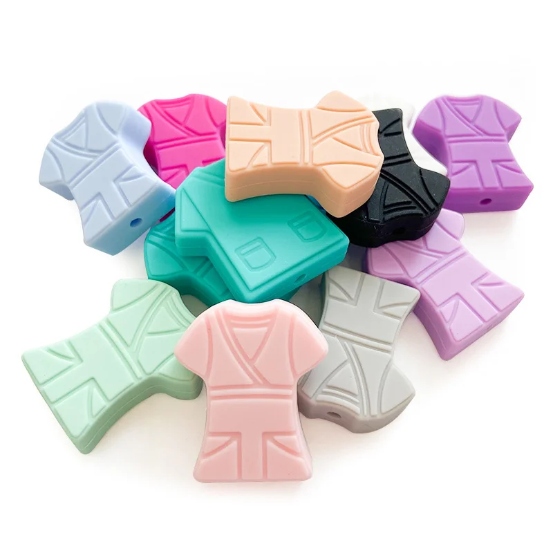 Food Grade Silicone Infant Teether Baby Pacifier Chain Silicone Focal Beads Bulk for Independence Day DIY Craft Jewelry Keychain