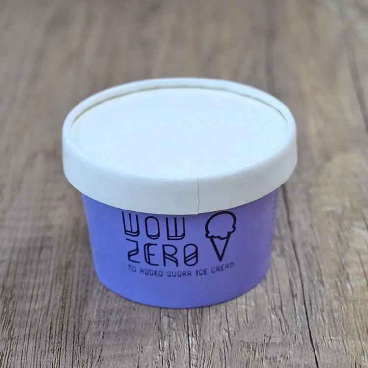 Food Grade Custom Printed 12 oz Disposable Ice Cream Paper Gelato Cups With lid And Spoon