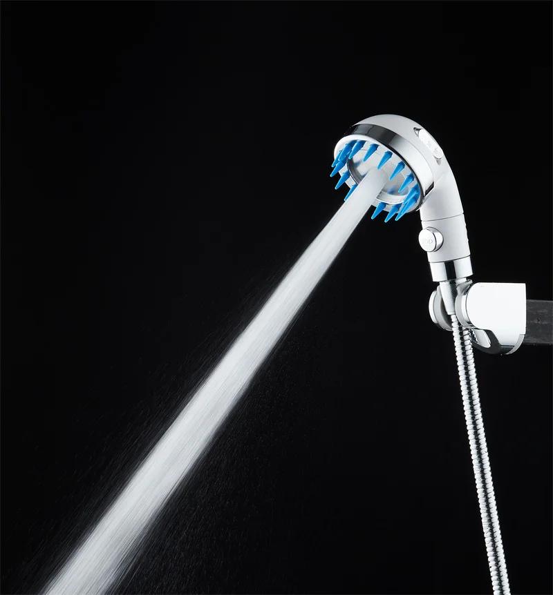 Three Functions High Pressure Waterfall Spray Massage Brush Salon ON OFF Switch Bathroom  Shower Head