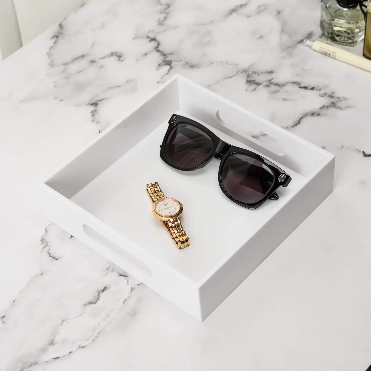 Manufacturer Rectangle Acrylic Tray Clear Acrylic Serving Tray With Handles