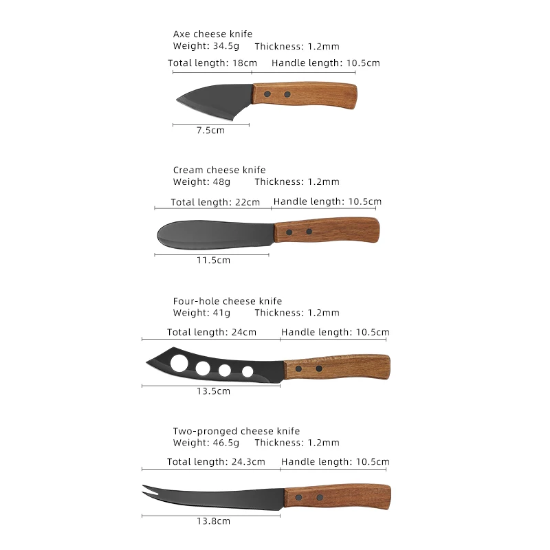 Multifunction professional stainless steel kitchen restaurant cutting butter knife bread split cheese knife with wooden handle