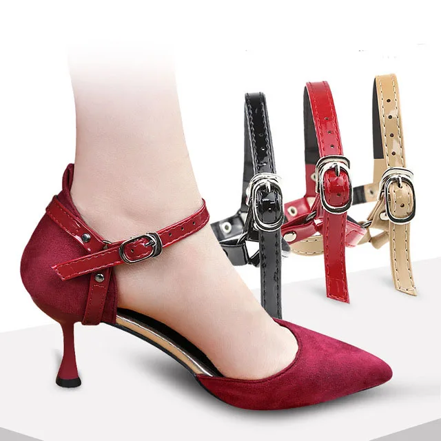 Installation Free Shoes Anti Falling Soft PU Leather Shoe Buckle Strap Elastic Triangle Shoelace for High Heels Shoes