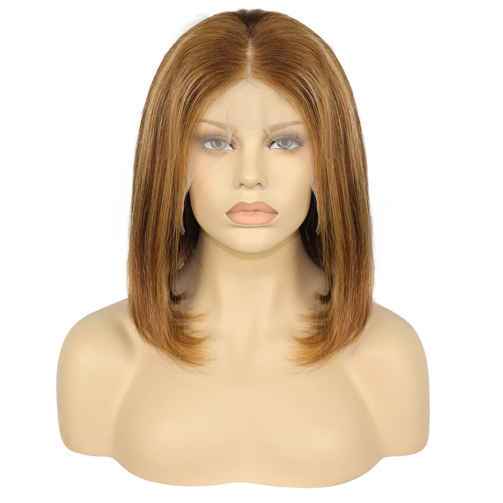 Anogol Remy Human Hair Lace Front WIG Hand-Tied 13*4 150% Density 14inch BOB wig