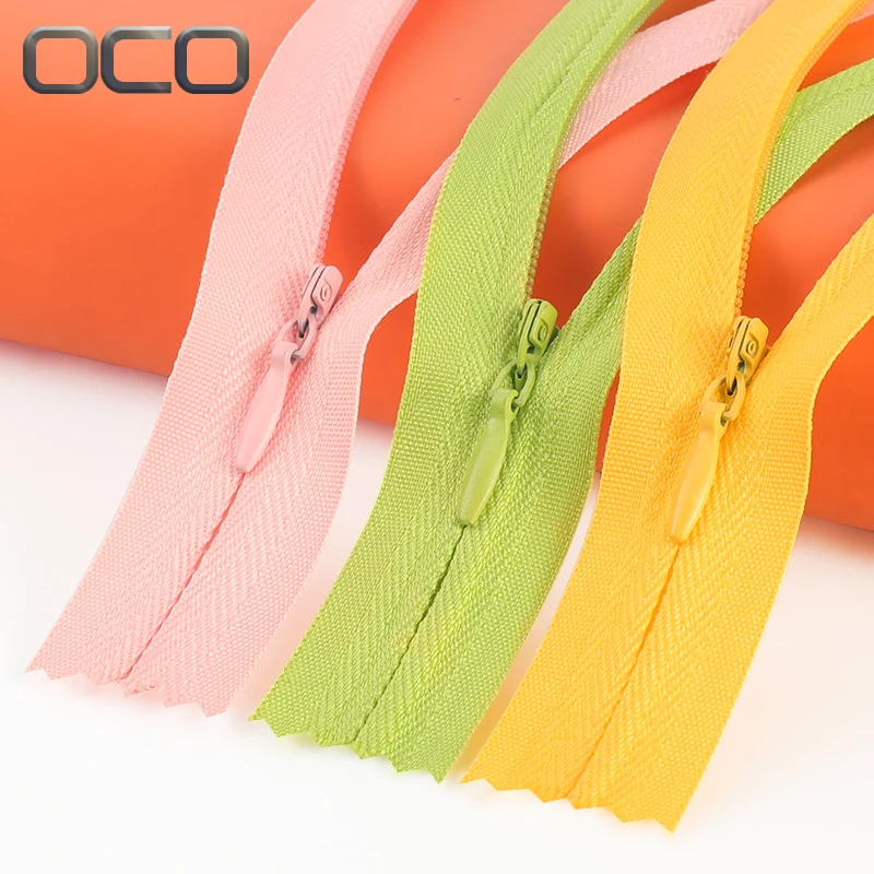OCO Zip 30 цветов, быстрая доставка, автоматическая блокировка, скрытая молния 3 # невидимая молния для свадебных платьев, Швейные аксессуары