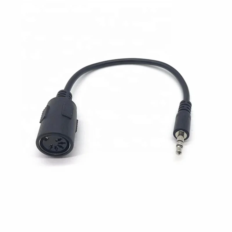 PVC black 5 pin midi female plug to 3.5mm jack stereo plug audio cable