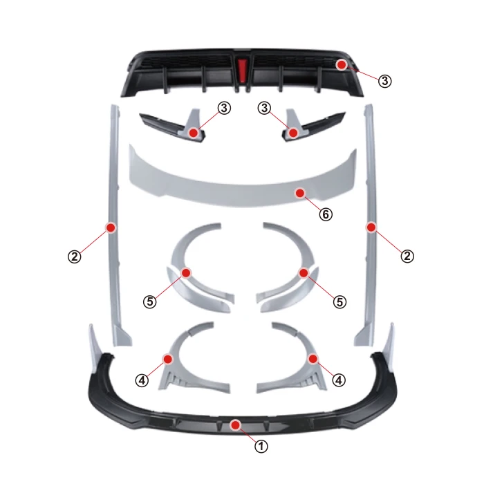 Yofer Bodykit Universal for Camry2018-2023 front rear body parts spoiler diffuser car bumpers