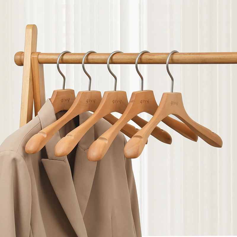 Manufacturer clothes wood hangers with Logo women suit coat shirt wood clothes hangers for display hanger