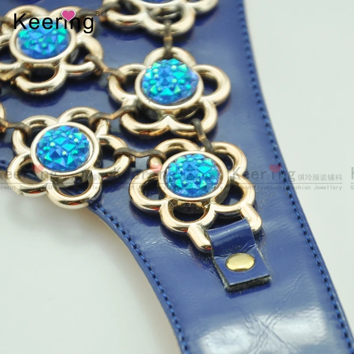 Elegant fashionable blue flower shoes upper accessories for women WSU-140