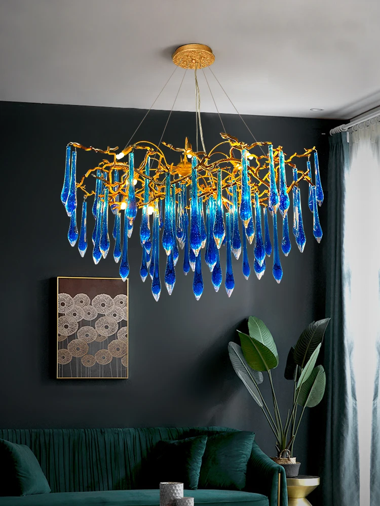 Unique Design Customize Decorative Lamp Colored Hand Blown Modern K9 Crystal Chandelier Lighting for Stairs