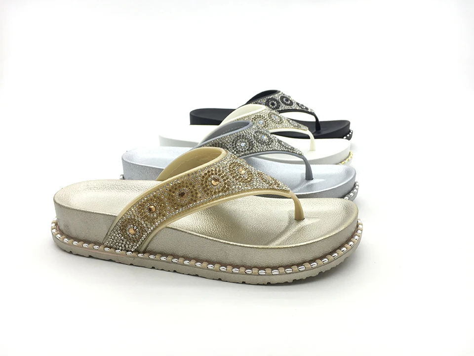 High Quality Slippers Stock processing Black PVC sole for women slipper flip flop design in summer shoes