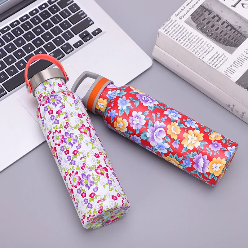 stainless steel new designed thermos bottles with custom logo patterns easy to carry wholesale custom logo