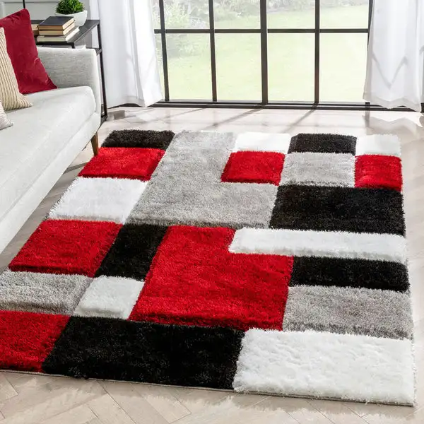 3D Hand-carved Stone RUG MULTI GREY Luxurious 3D Shaggy Yellow & Grey Rug