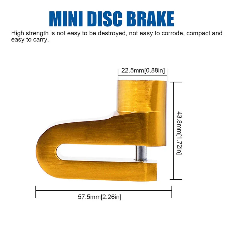 New Waterproof Five-color Motorcycle Zinc Alloy Lock Disk Brake Lock With 2 Keys