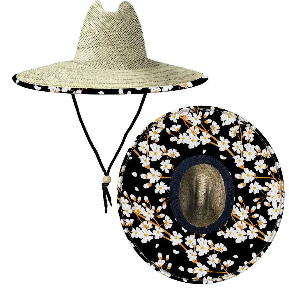 Wholesale Unisex Casual Mexico Sombrero Sun-proof Outdoor Surf fishing Lifeguard Straw Beach Hat With Big Brim