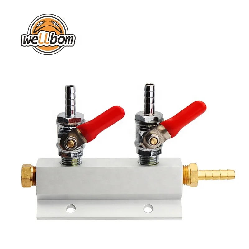2 Way Gas Manifold Homebrewe Beer CO2 Dispenser Integrated Check Valve Self made Beer Brewing Tool