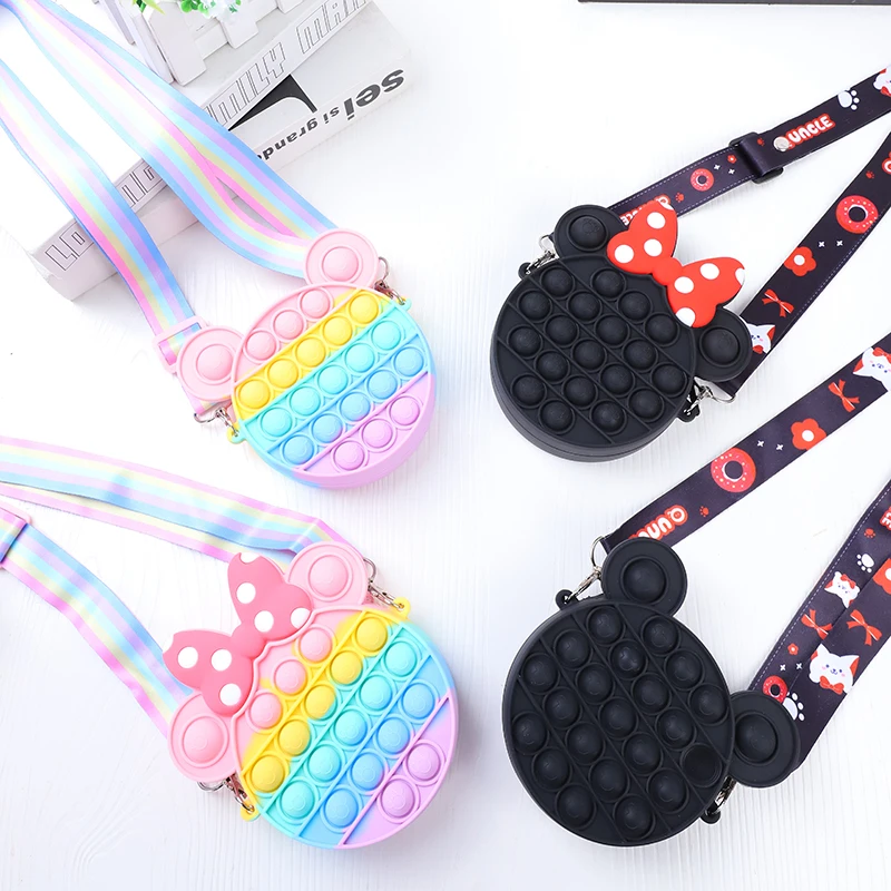 Pop Shoulder Bag Fidget Toys Lovely Small Coin Purse Kids Gift Pop Bag Bubble Fidget Sensory Toys