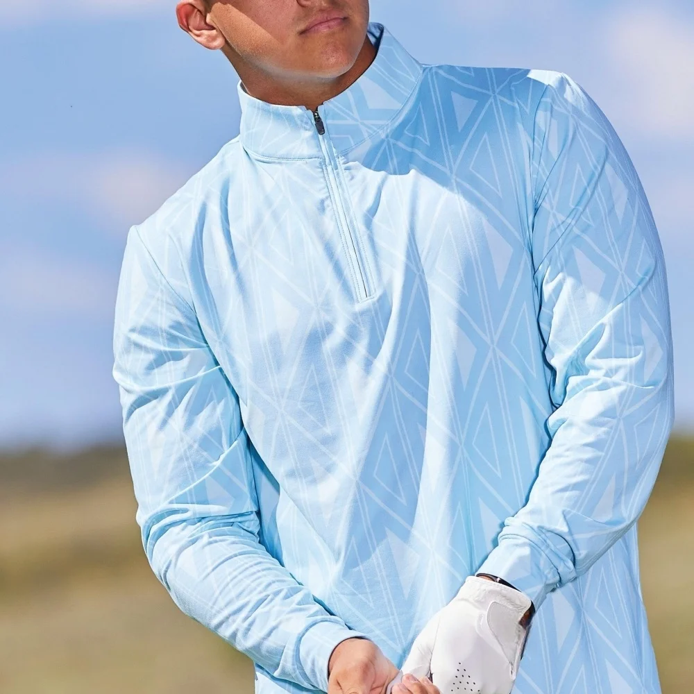 Wholesale High Quality Sublimated Golf Wear Polyester Spandex Golf 1/4 Quarter Zip Printed Pullover