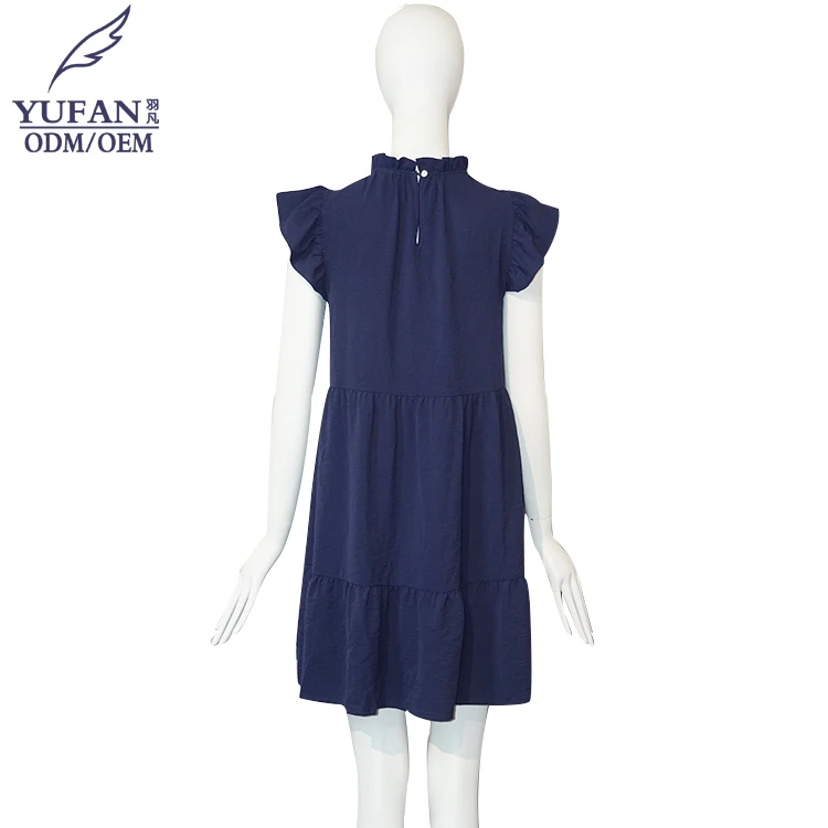 YuFan Custom Summer Casual Lady Chiffon Ruffle Short Dress For Women Elegant Casual Mini Dress