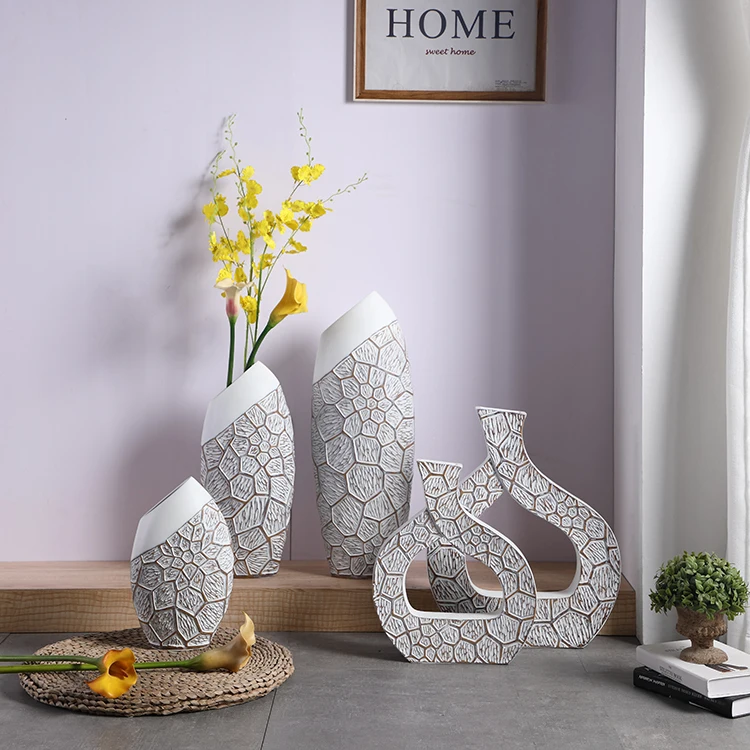 Hot sale polyresin vase custom hotel decorative flower vase large for wedding
