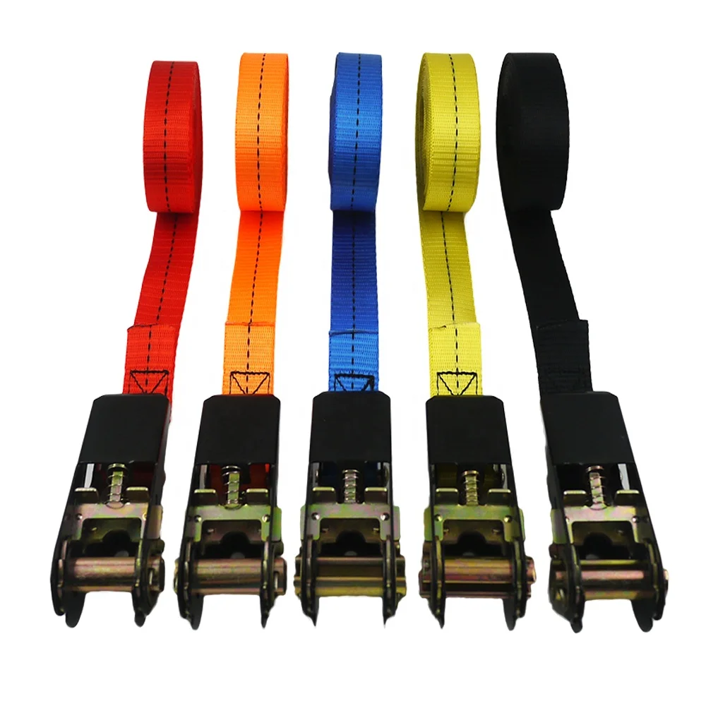 Black 1inch 25mm 3m car tie down straps ratchet 680kgs without hooks