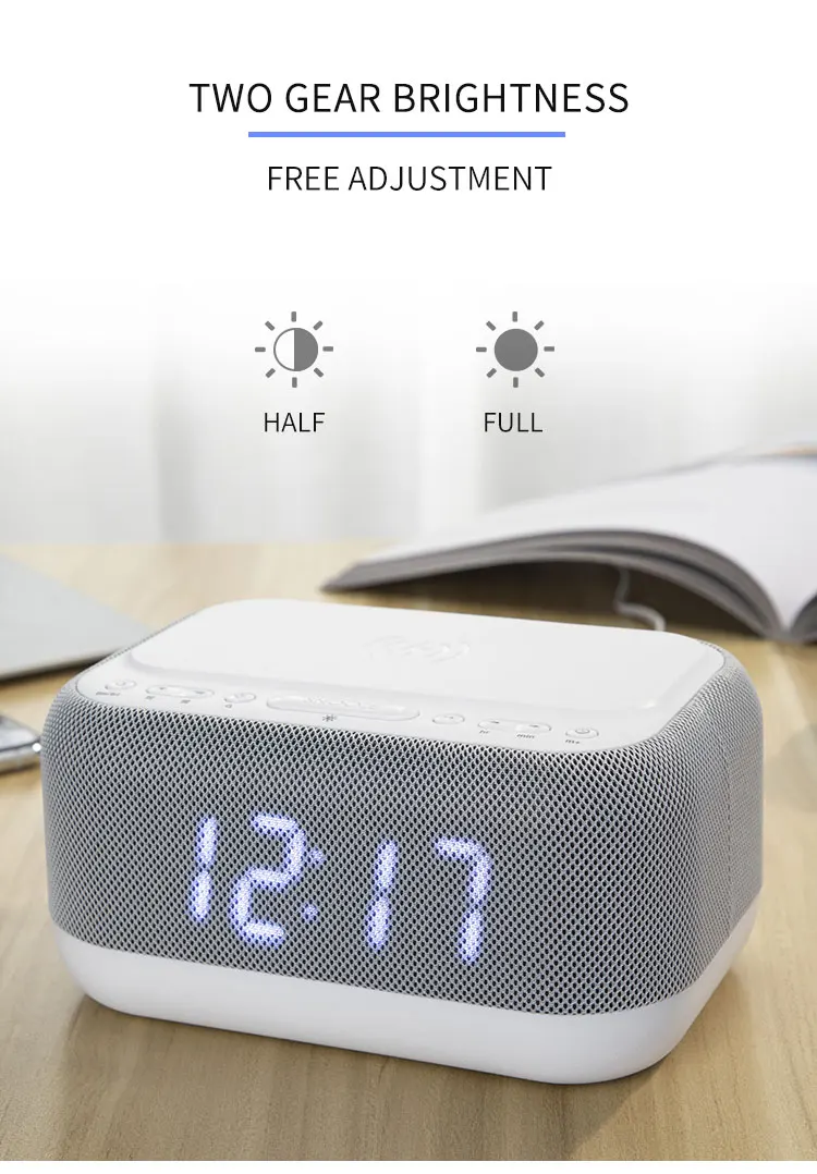 USB Digital Alarm Clock Built-In  bluetooth  wireless speaker Fm Fm Clock FM Wireless Charger radio