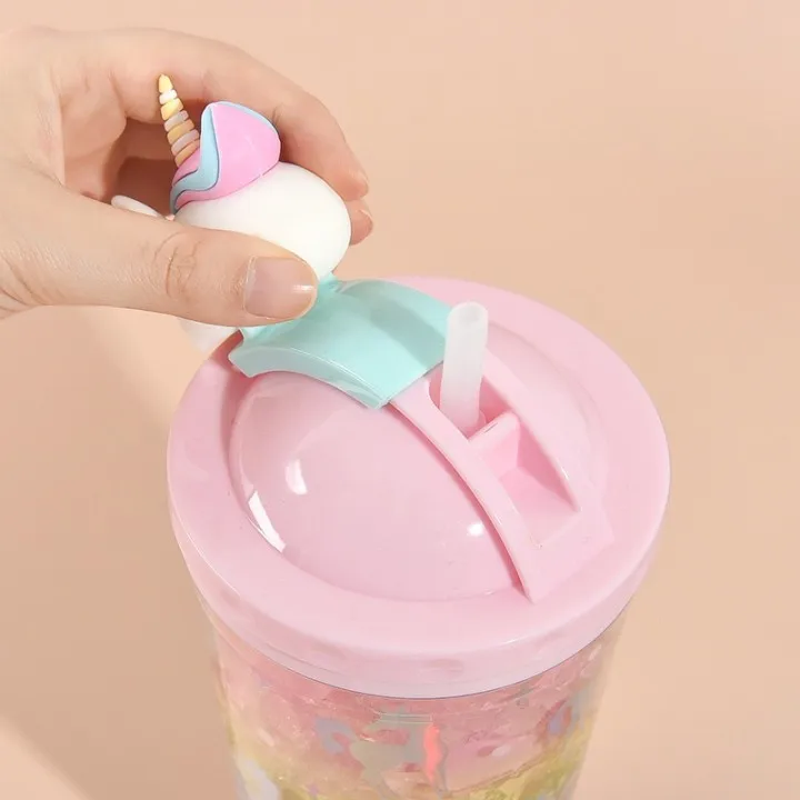 Радужный Блестящий стакан Kawaii охлаждающий для охлаждения Рождественский подарок чашка соломинка Единорог бутылка воды