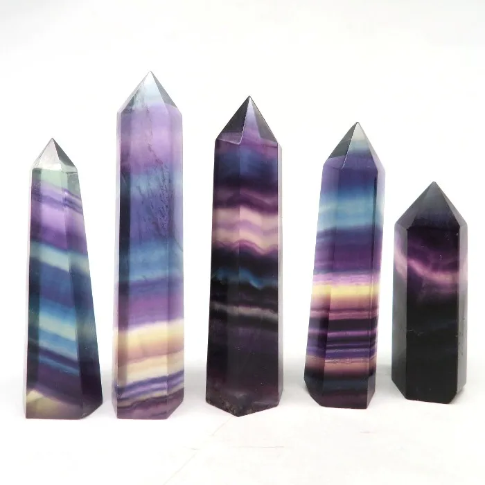 Wholesale Natural Colorful Fluorite Quartz Obelisk Specimen Chakra Crystal Wands