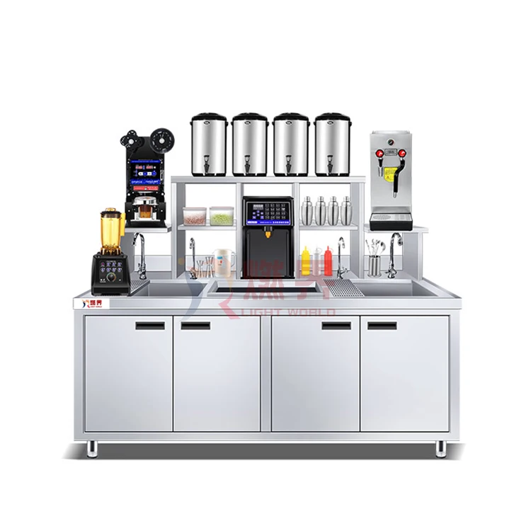Latest Design Boba Tea Equipment Working Table Bubble Milk Tea Counter