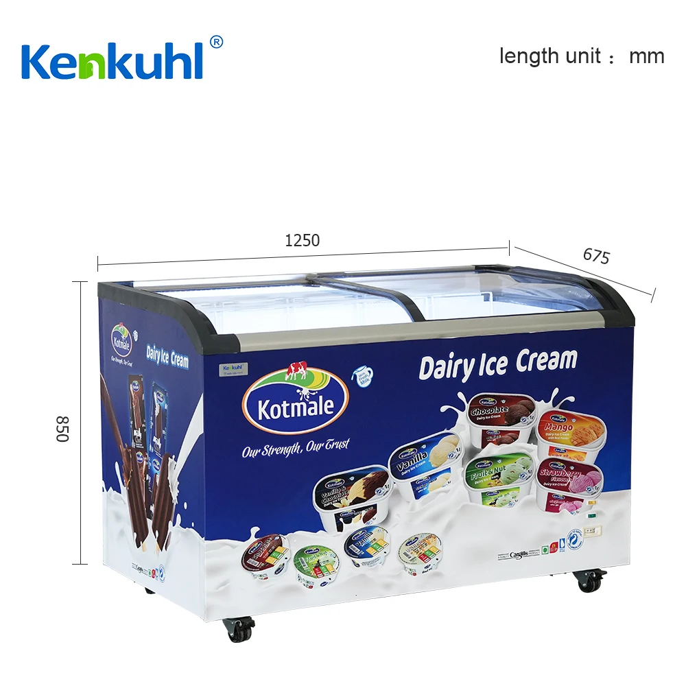Kenkuhl 200L-700L ice cream popsicle meat cake display freezers fridges