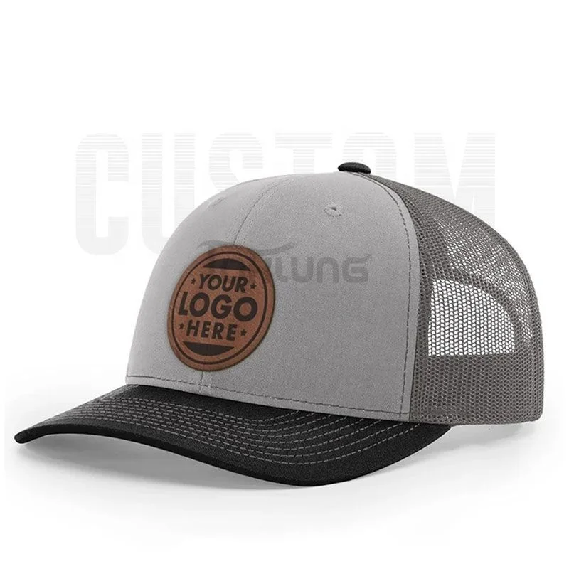Custom 112 Blank High Quality Leather Patch Vintage Personalised Caps Gorras Wholesale For Men Plain Mesh Trucker Hat With Logo