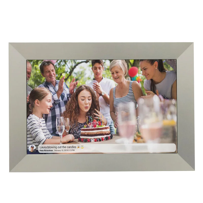 Oem video digital photo frame abs plastic 10.1 inch large size wifi digital photo frame easy to use with touch screen