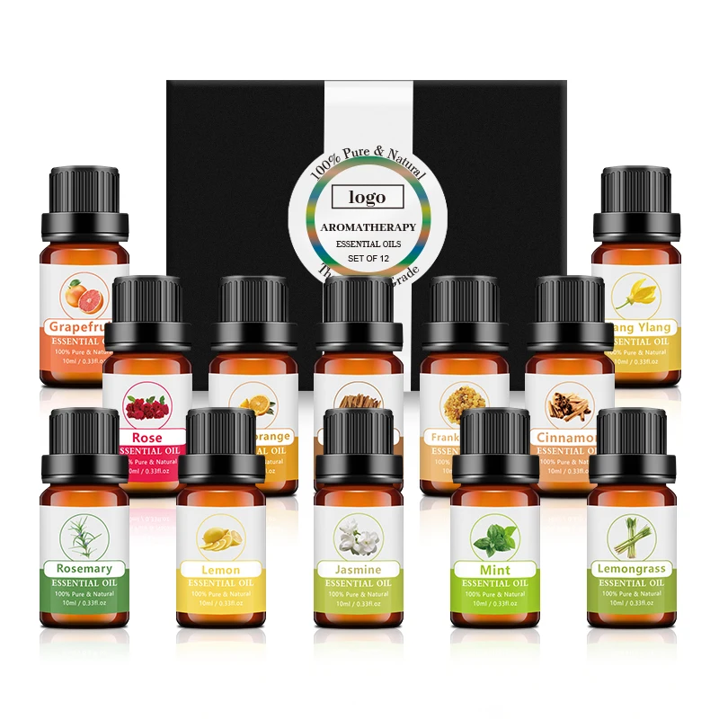 Manufacturers Stock Private Label Bulk Gift Set 10ml*12 Aromatherapy 100% Pure Natural Organic Essential Oil