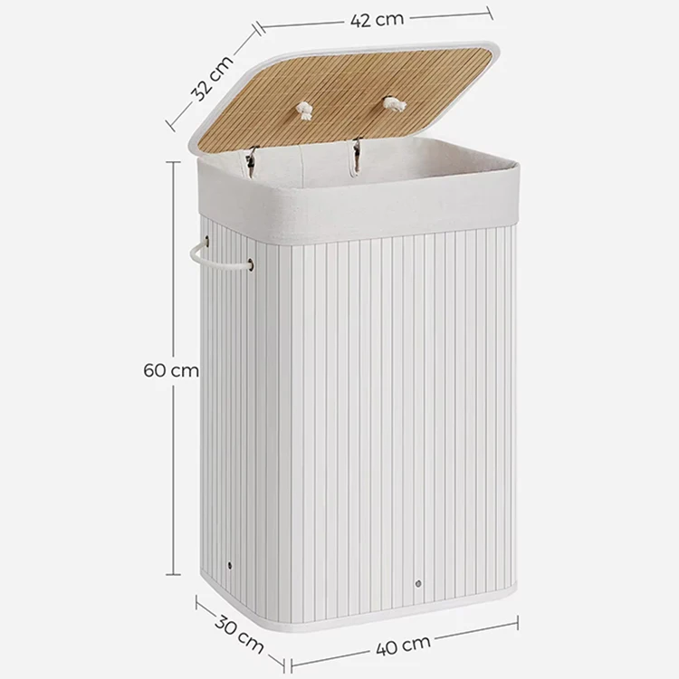 Custom Wholesale Bamboo Storage Clothes Folding Laundry Basket With Lid Home Storage Laundry Basket