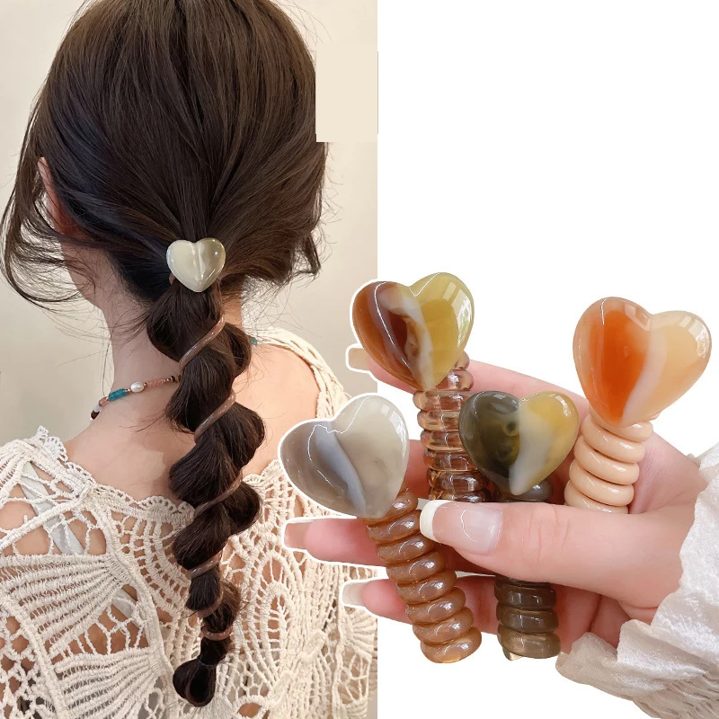 Wholesale Popular Braided Telephone Line Hair Ties Scrunchie Heart Bowknot Elastics Elastic Rope Ponytail Hair Accessories