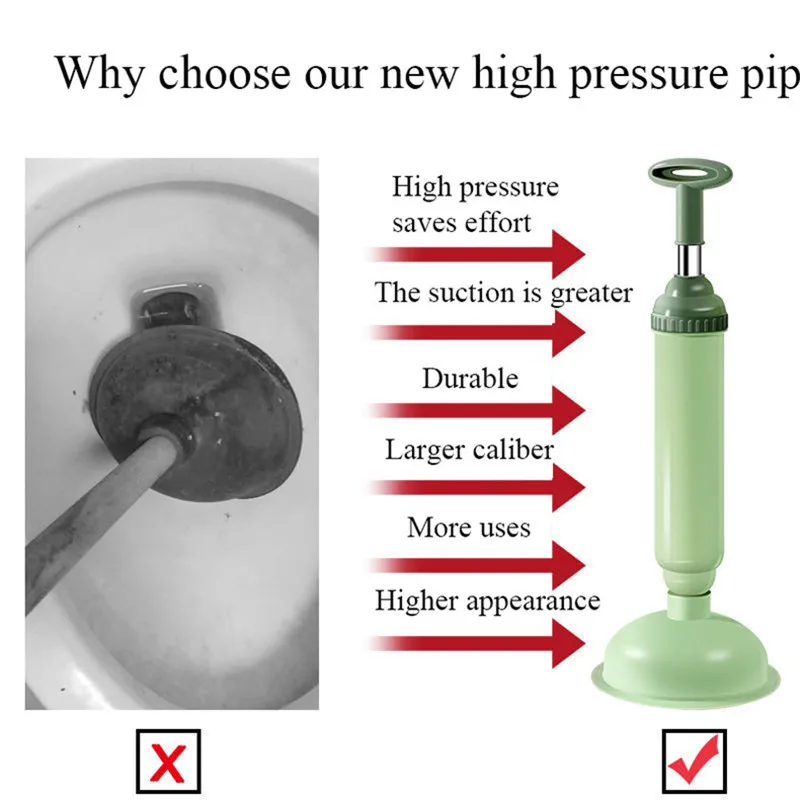 Многофункциональный вакуумный Плунжер для унитаза, силиконовые супер-присоски, быстроразборный бытовой Плунжер для канализации туалета