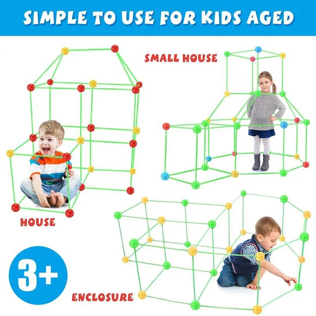 Educational Toys Construction Fort DIY Playing Tents for Kids Building Castles Tunnels Rocket Tower For Outdoor diy