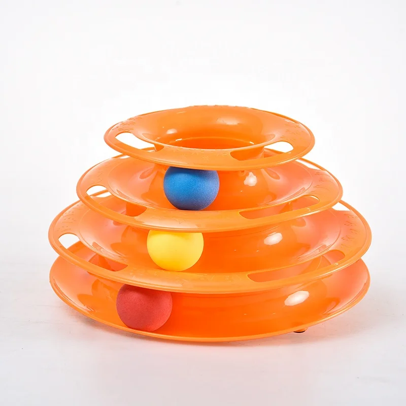 3 Layers Interactive Pet Play Roller Ball Cat Track Toy Tower