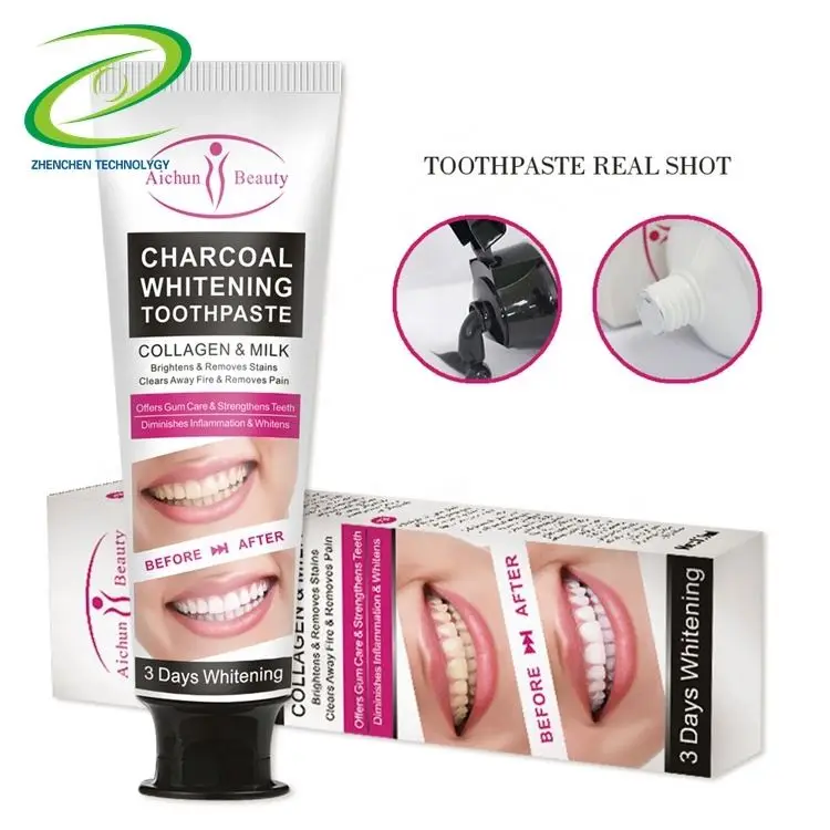 High Quality Wholesale Beauty Collagen Milk Brightening Remove Stains Bamboo Charcoal Whitening Toothpaste